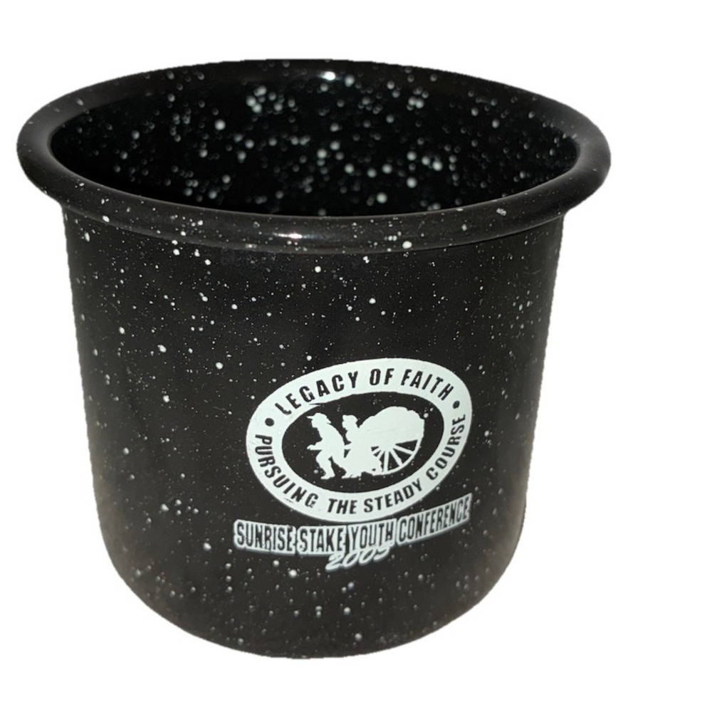Mug Enamelware Speckled Black 16 oz Mormon Sunrise Stake Youth Conference 2005